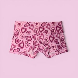 Pink Heart Print Boyshorts